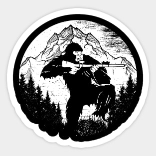 Bigfoot Mountains Funny Hunting Sticker